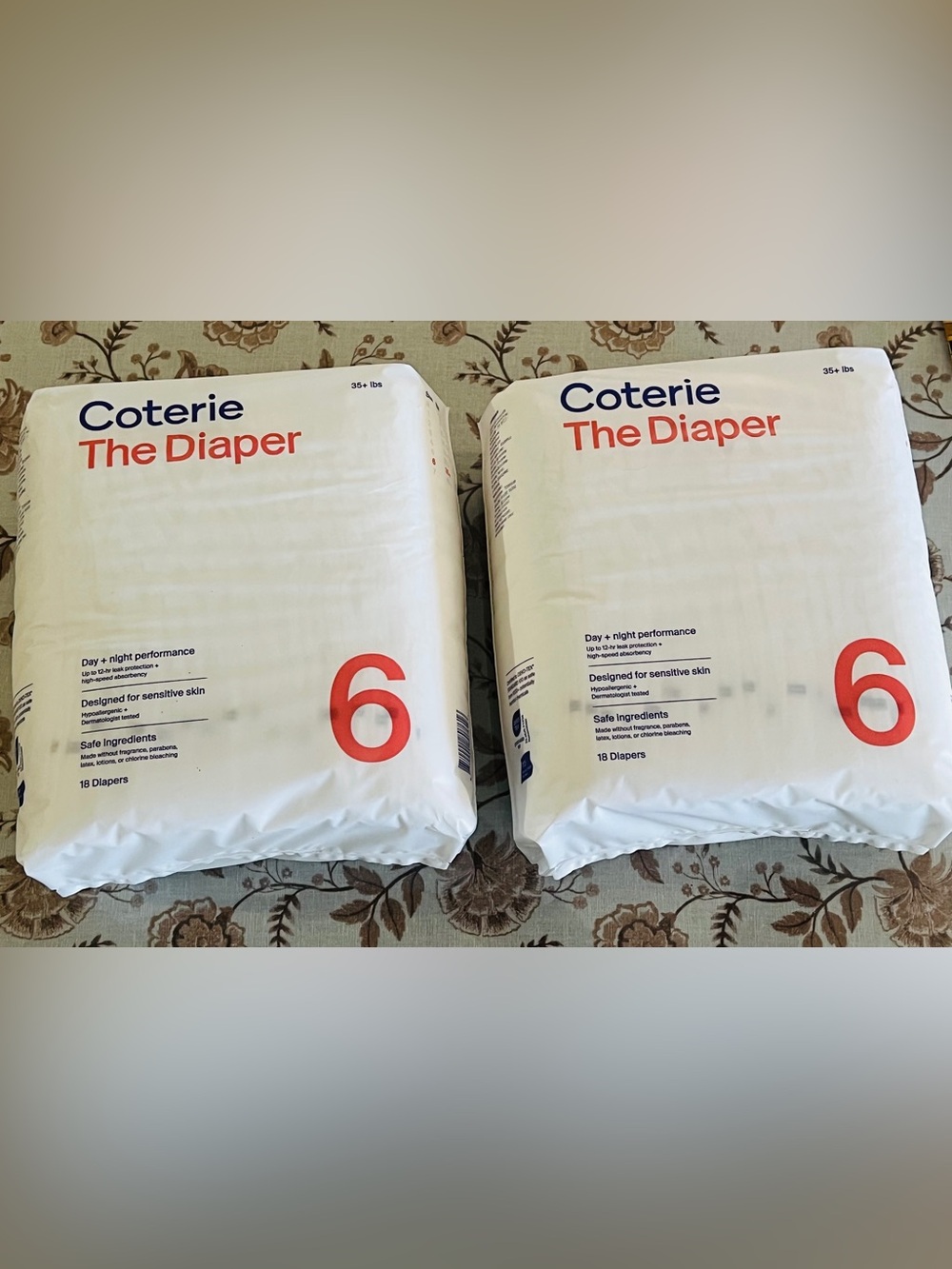 Coterie Diapers Size 6 - White (18 Count, Pack of 2)